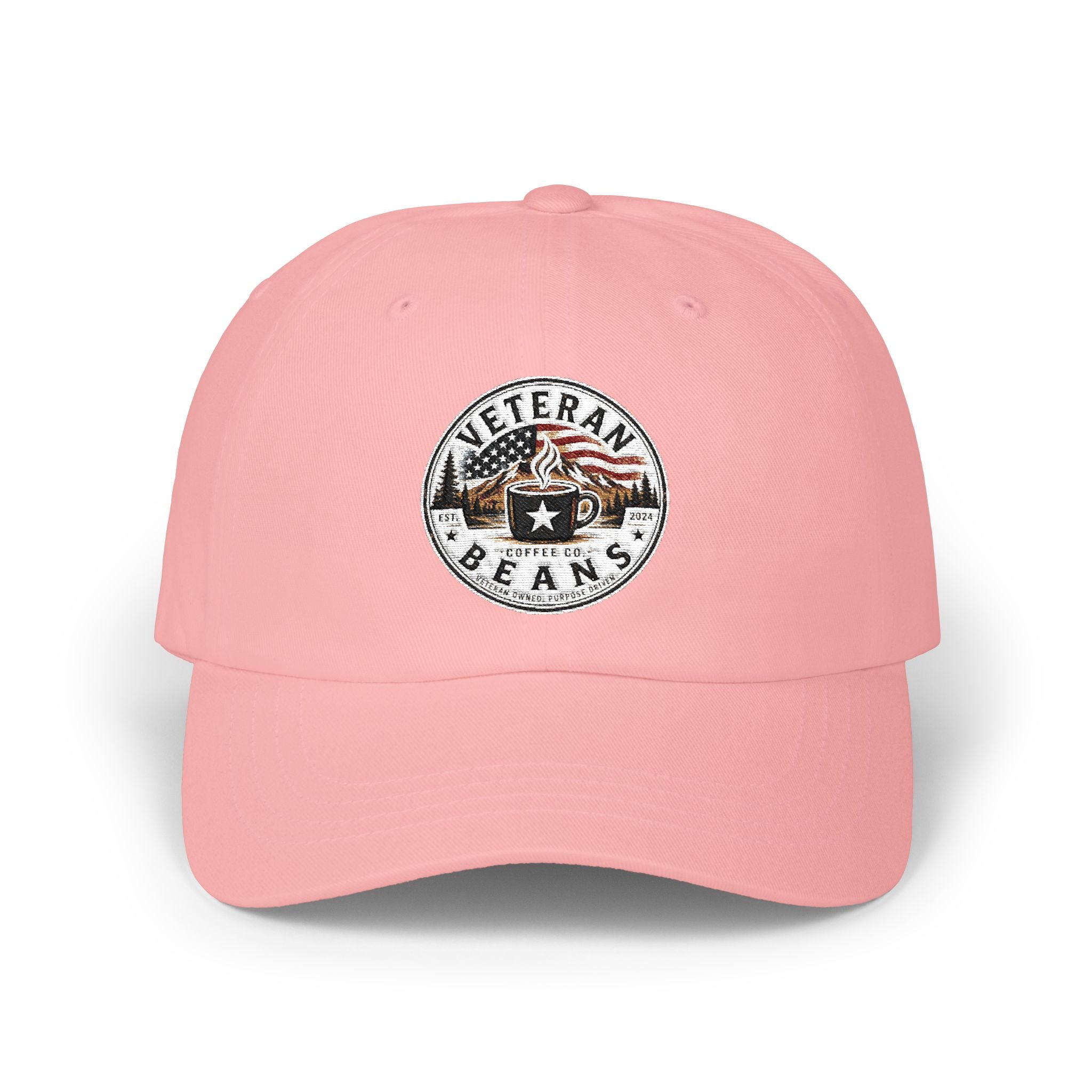 Veteran Beans Dad Cap — Vintage Coffee & Military Patch Hat with American Flag